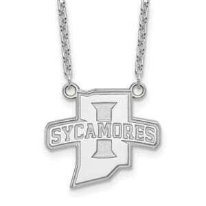 10k White Gold Indiana State Lg Logo Pendant Necklace